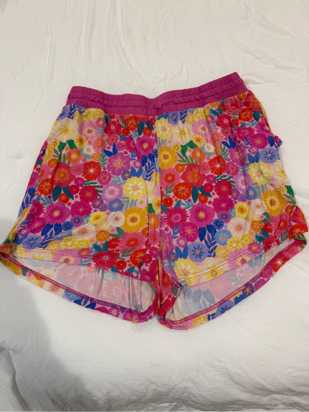 Little Sleepies Bright Floral Pink Elastic-Waist Women’s Shorts XL